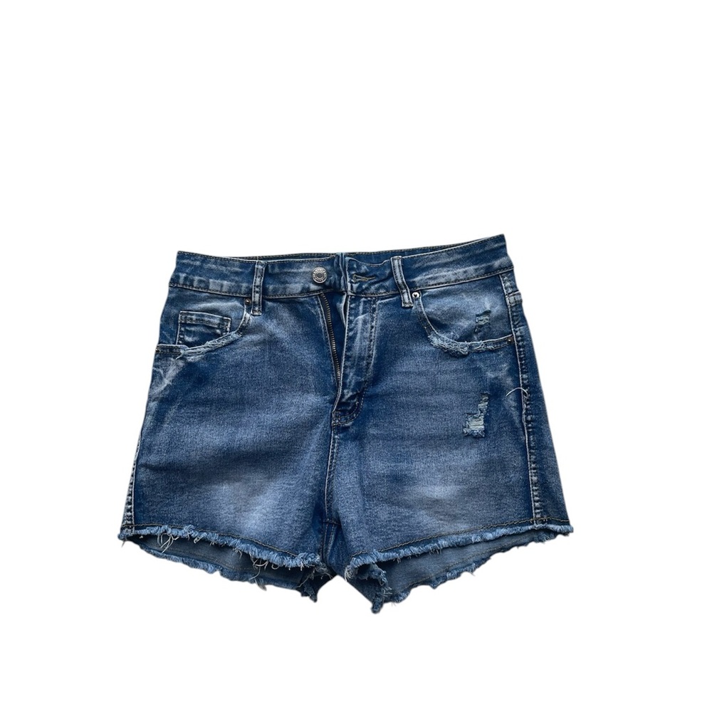 SHEIN Dark Blue Distressed Denim Shorts